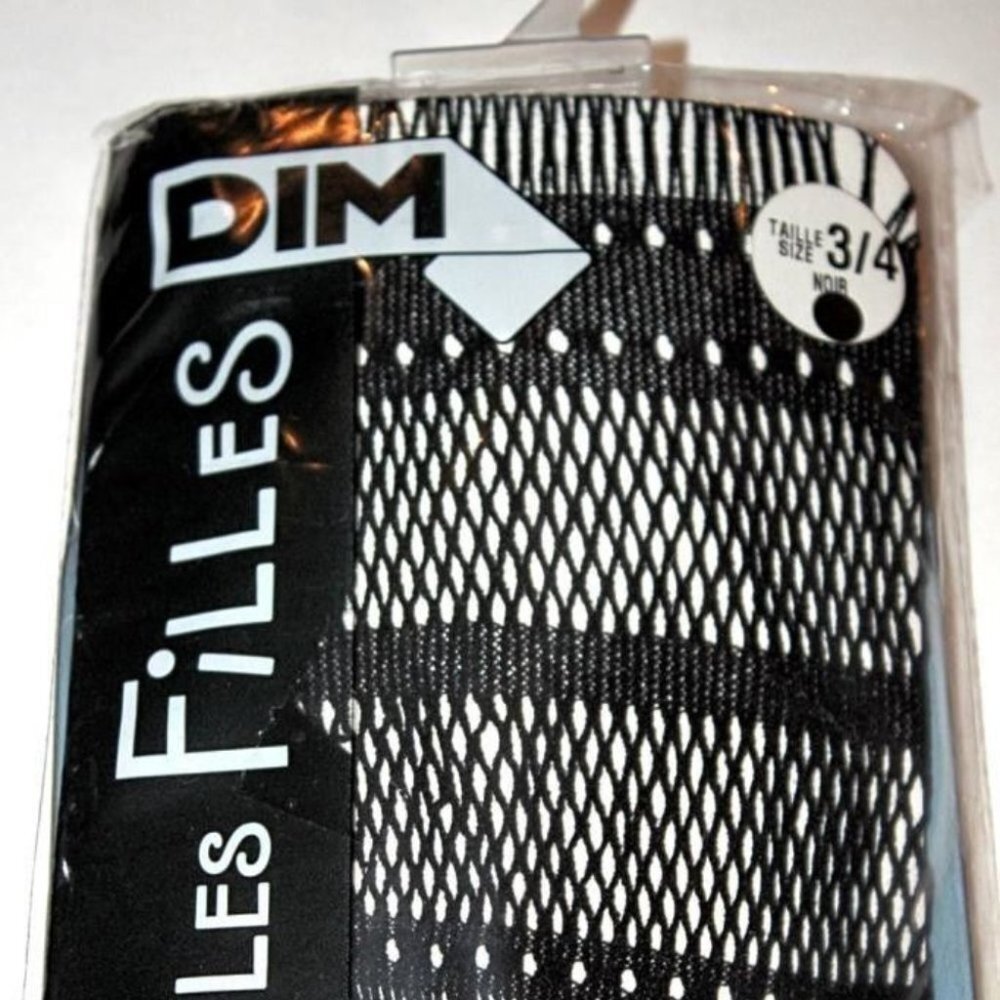 DIM OH Les Filles GIRL Pantyhose COLLANTS Tights 3/4 Black FLEUR BAGUETTE